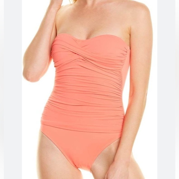 NWT La Blanca Island Goddess Twist Bandeau One-Piece Swimsuit Bird of Paradise - Picture 1 of 10